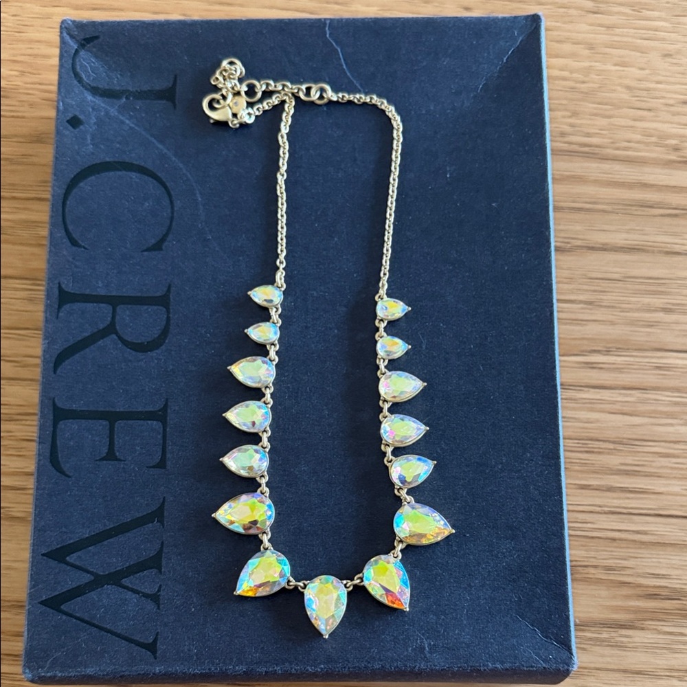 J. Crew Gold Necklace with Iridescent Gems
